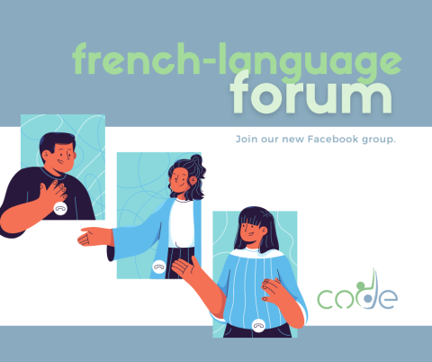 A graphic that reads &quot;French-language Facebook forum&quot;
