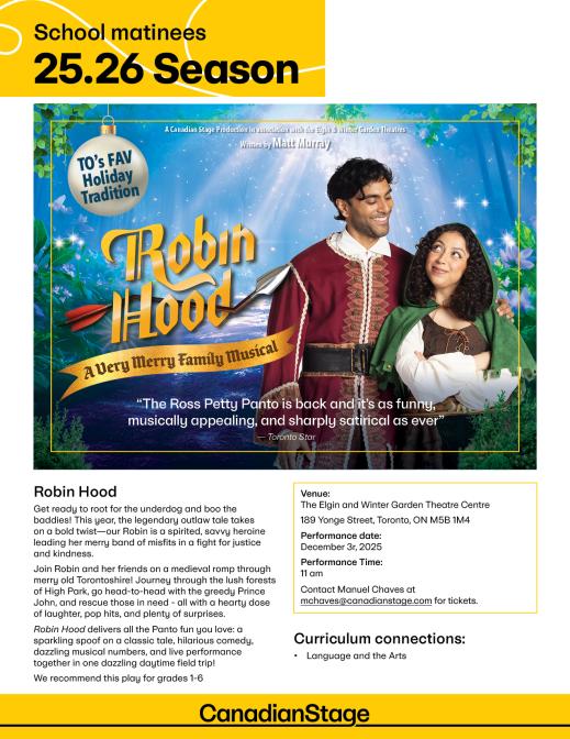 Robin Hood flyer Canadian Stage