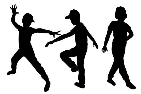Silhouettes of three people dancing from Freepik