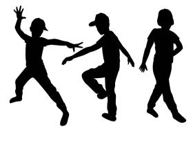 Silhouettes of three people dancing from Freepik